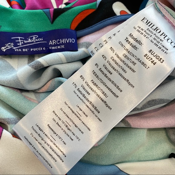 EMILIO PUCCI BLUE MULTI PRINT DRESS SIZE US 12 / IT 46 NWOTS! - Picture 15 of 16